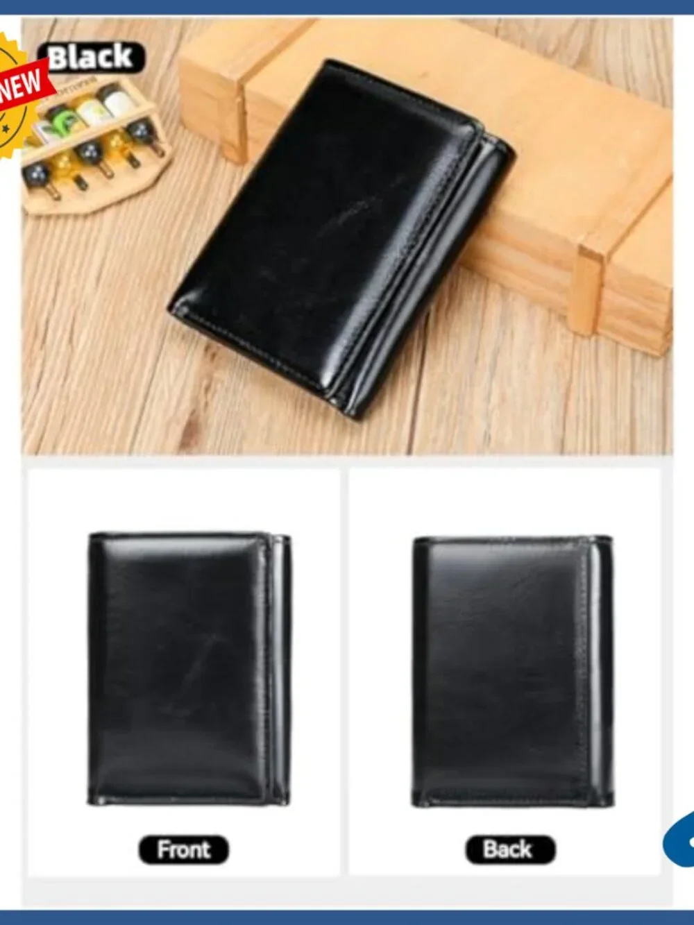 Genuine Leather Trifold Wallet RFID Blocking Slim Large Capacity Men's
